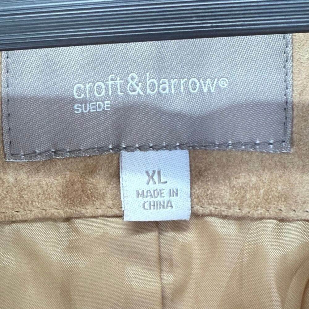 Croft & Barrow Tan Suede Blazer Jacket XL Classic Fall Academia Preppy - Picture 3 of 11